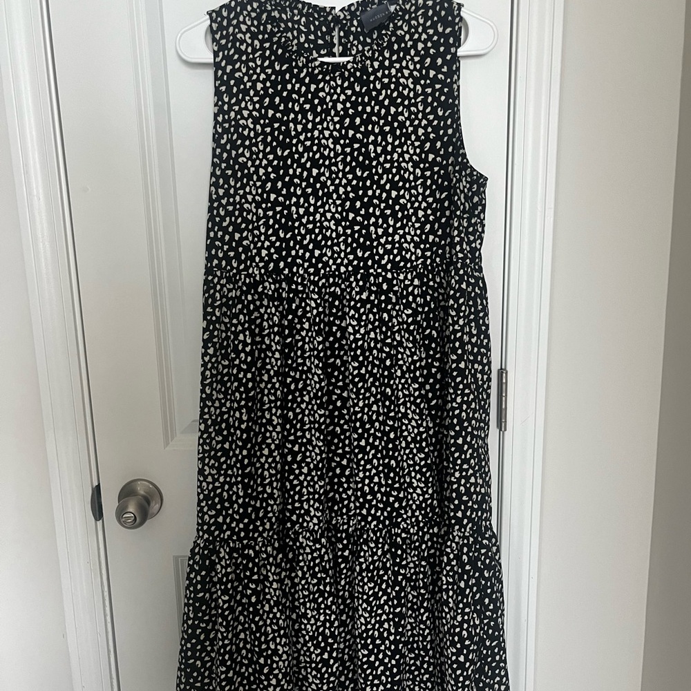 Black and White Tiered Midi Sundress